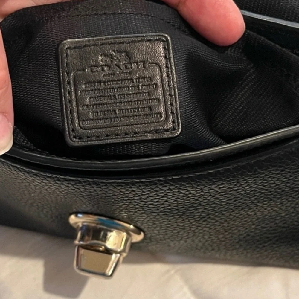 *Coach* Liv Black Leather Crossbody with Gold Turn-Lock